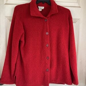 VTG COLDWATER CREEK TEXTURED WOOL BLEND SWEATER BUTTON UP L.52”Chest